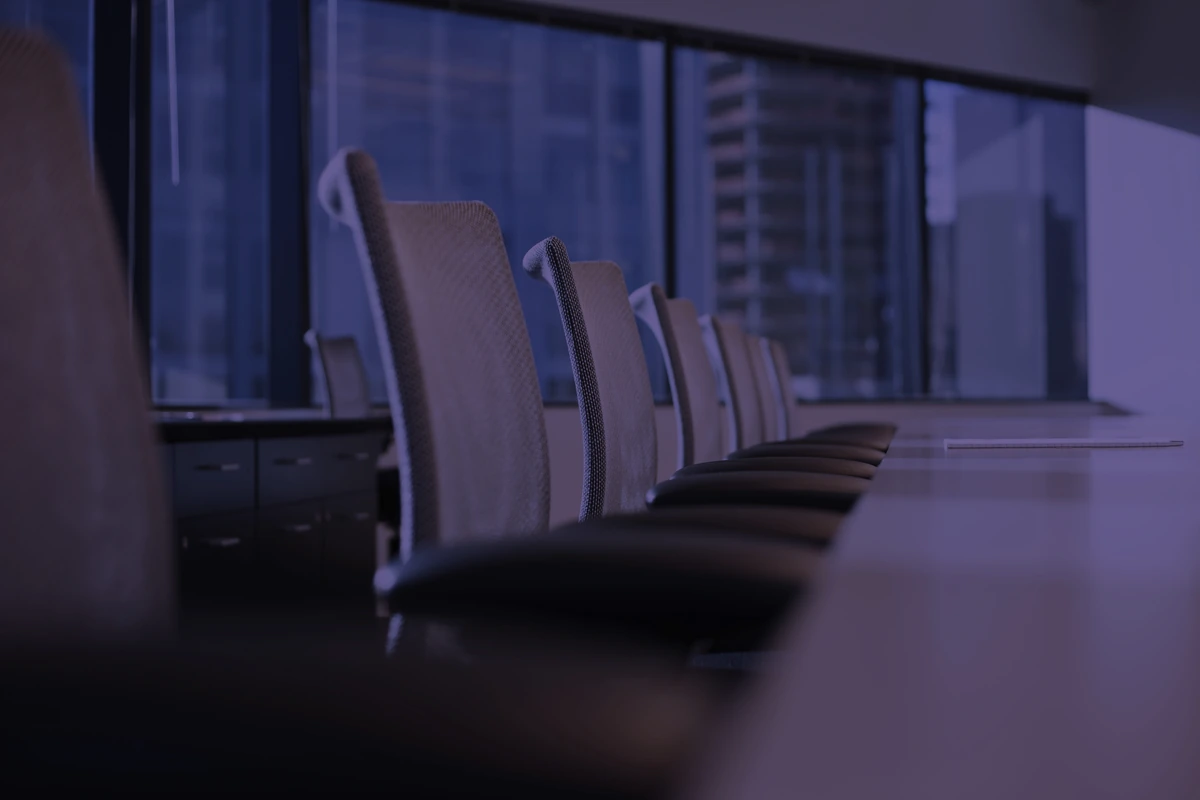 A conference room overlooking the city