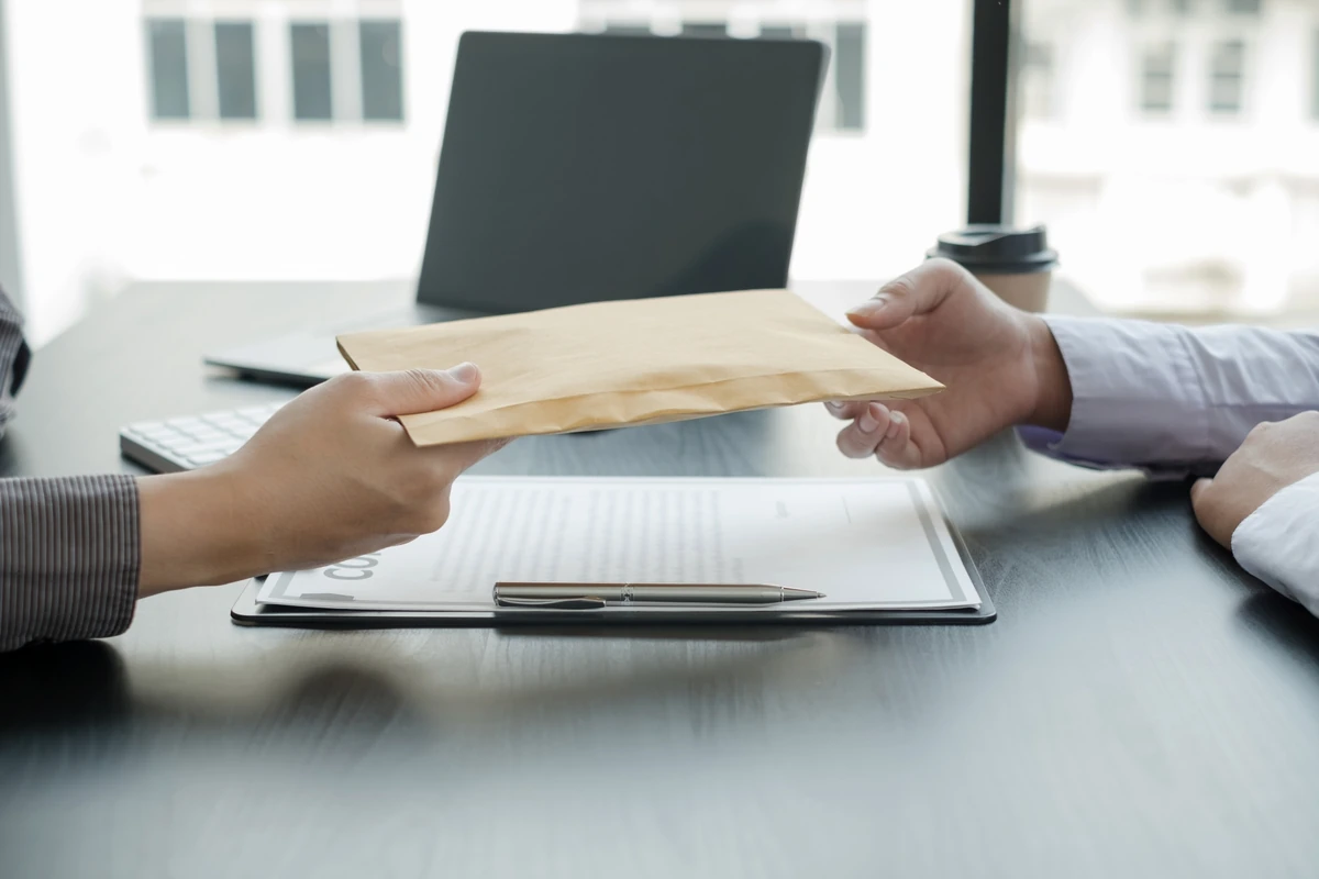 Documents exchanged during a business meeting
